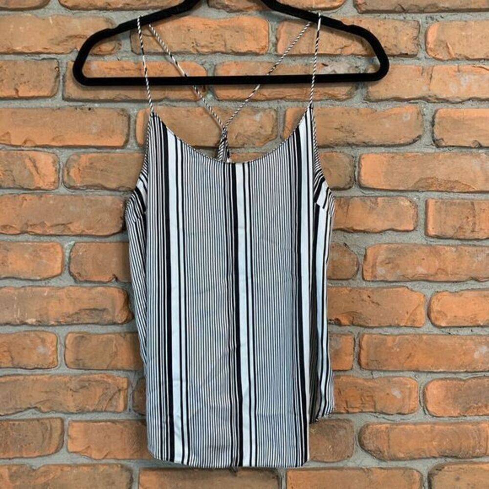 Victoria's Secret Women's Pinstripe Satin Scoop Racerback Casual Tank Top Small